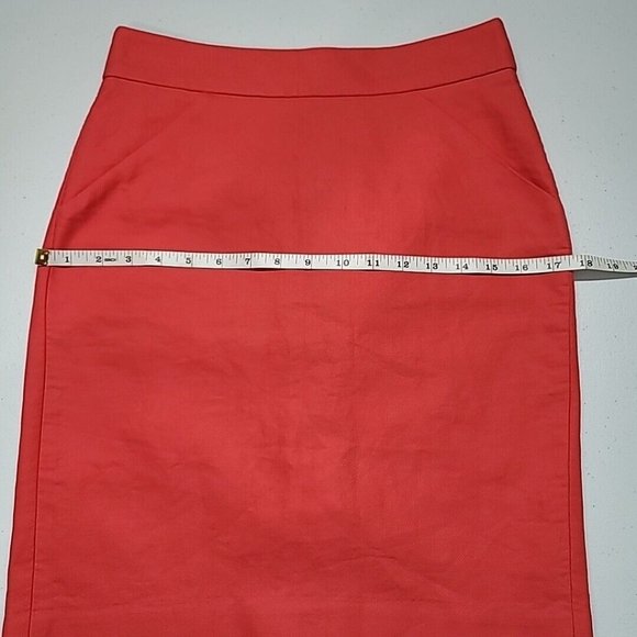 J Crew Factory The Pencil Skirt Poppy (Salmon) Double Serge Cotton Skirt Size 0 - Picture 8 of 11